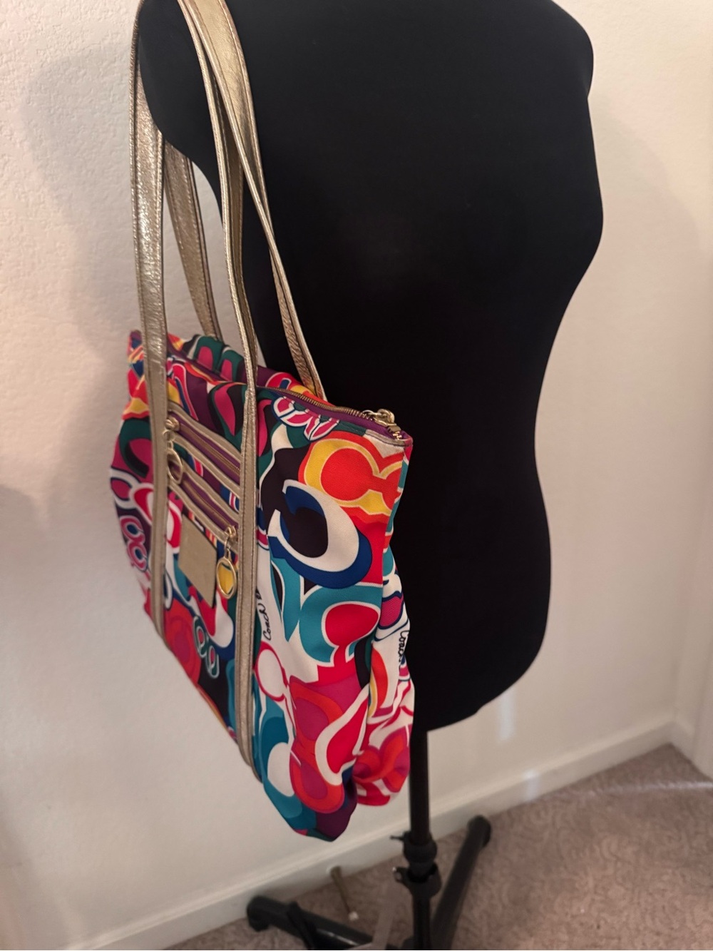 Vintage Coach Poppy Pop Signature C Glam Tote - Picture 10 of 10